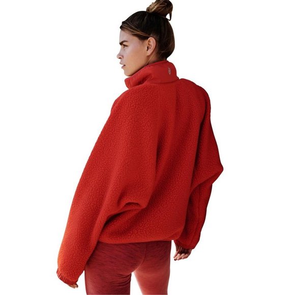 Free People Hit The Slopes Fleece Jacket, Cardinal Red - NWT - Picture 3 of 4